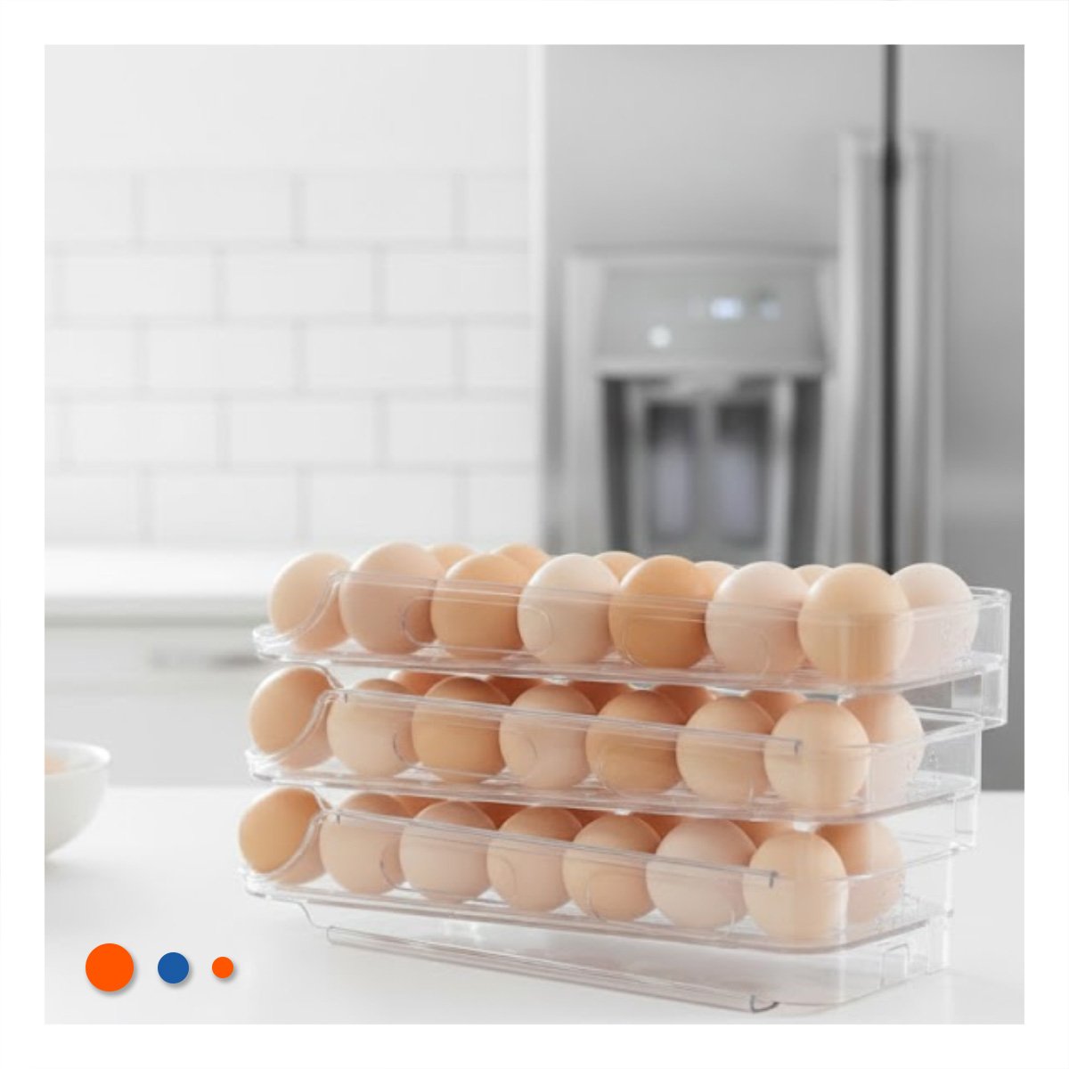 PACK4 CAJA PARA HUEVOS APILABLE 3 NIVELES TRANSPARENTE ORGANIZADOR HOGAR - 5