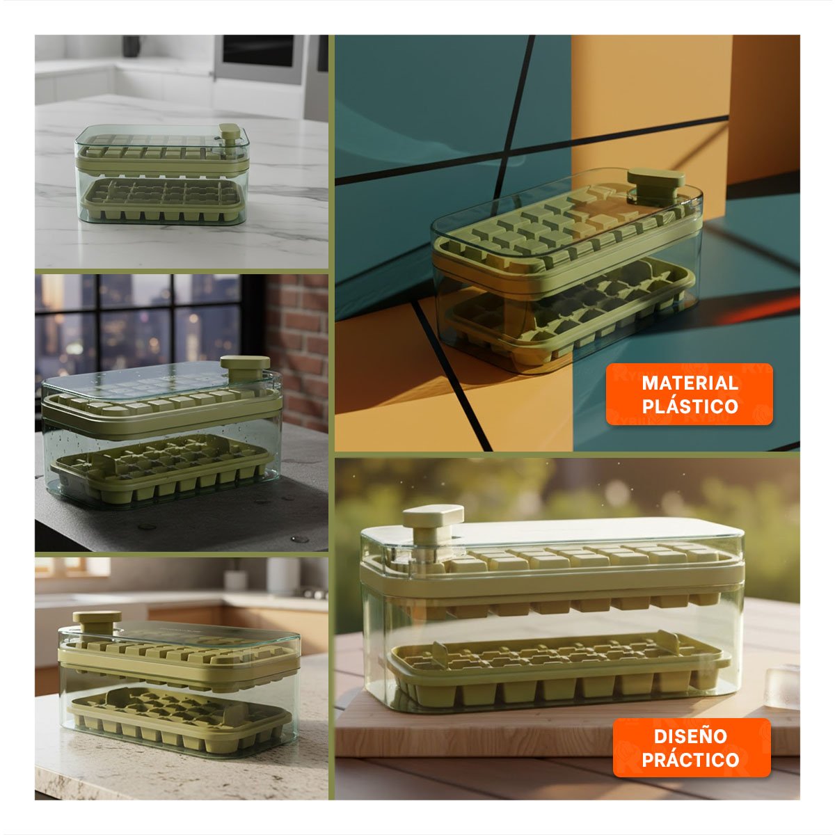BANDEJA DOBLE VERDE PARA HACER HIELO FACIL Y RAPIDO YPAPEL REGALO - 3