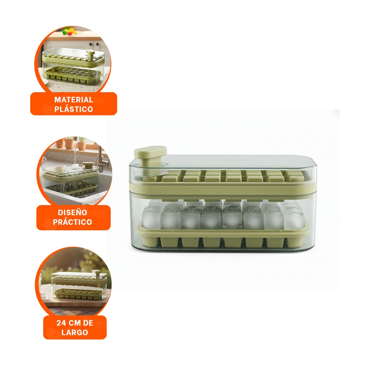 BANDEJA DOBLE VERDE PARA HACER HIELO FACIL Y RAPIDO YPAPEL REGALO - 5