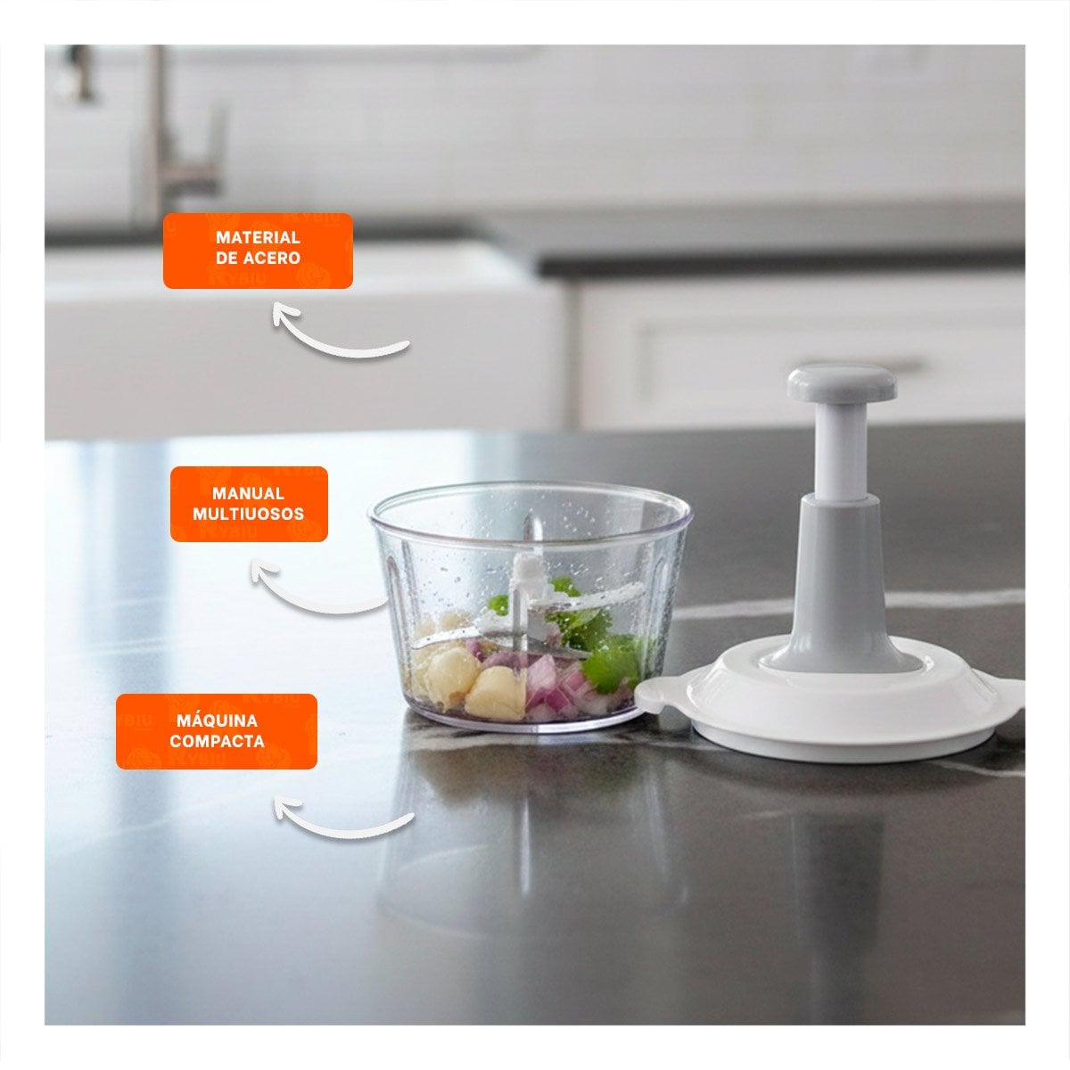 PICADOR MANUAL MULTIFUNCIONAL 1 5L BLANCO Y PLOMO PARA COCINA Y HOGAR MODERNO - 3