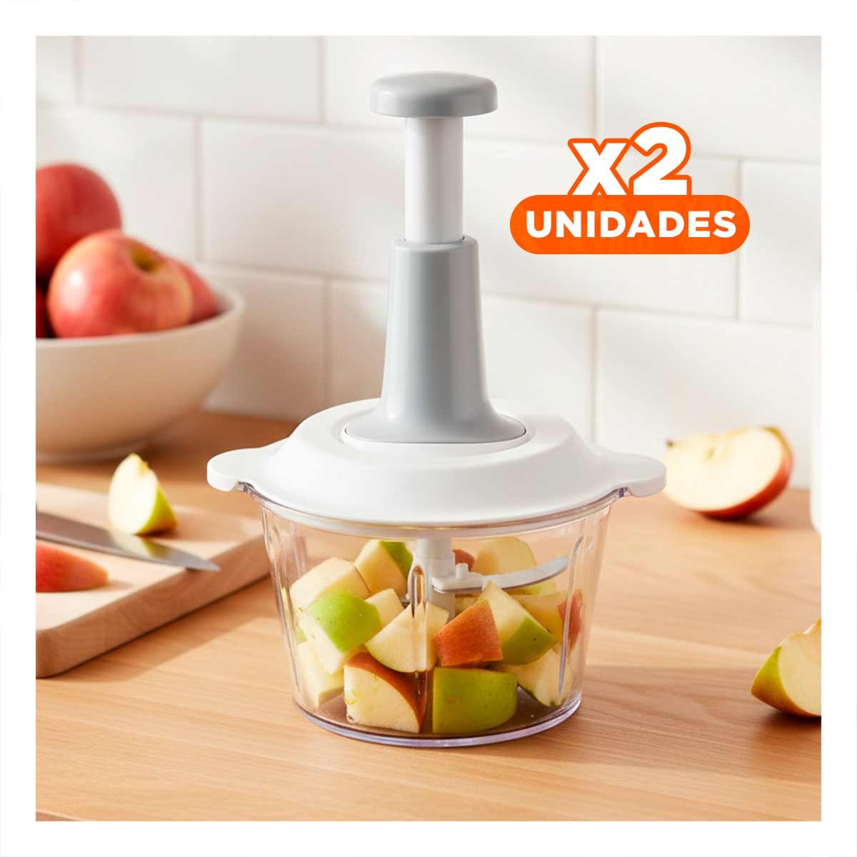 PACK2 PICADOR DE COCINA MULTIFUNCIONAL 1 5L BLANCO Y PLOMO PARA USO DIARIO EN HOGAR - 1