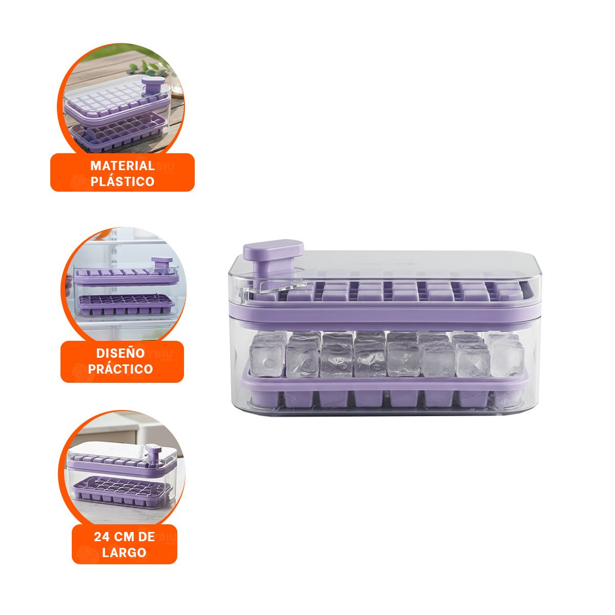 BANDEJA DOBLE MORADA PARA HACER HIELO FACIL Y RAPIDO YPAPEL REGALO - 5