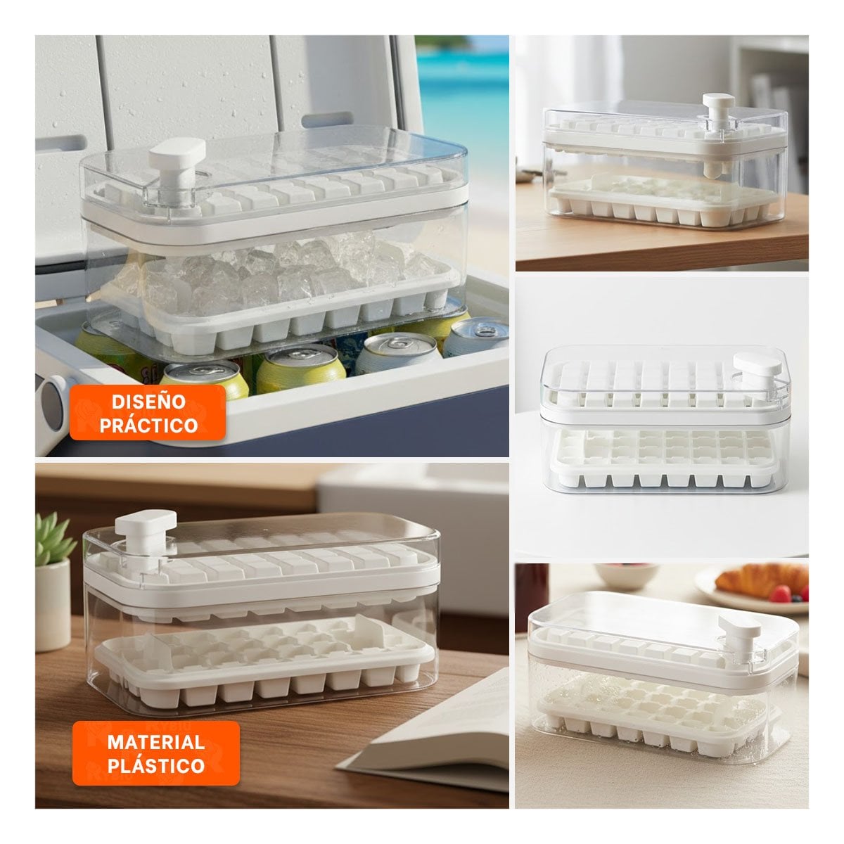 BANDEJA COMPACTA BLANCA PARA PREPARAR HIELO EN REFRIGERADORA YLIGAS REGALO - 1