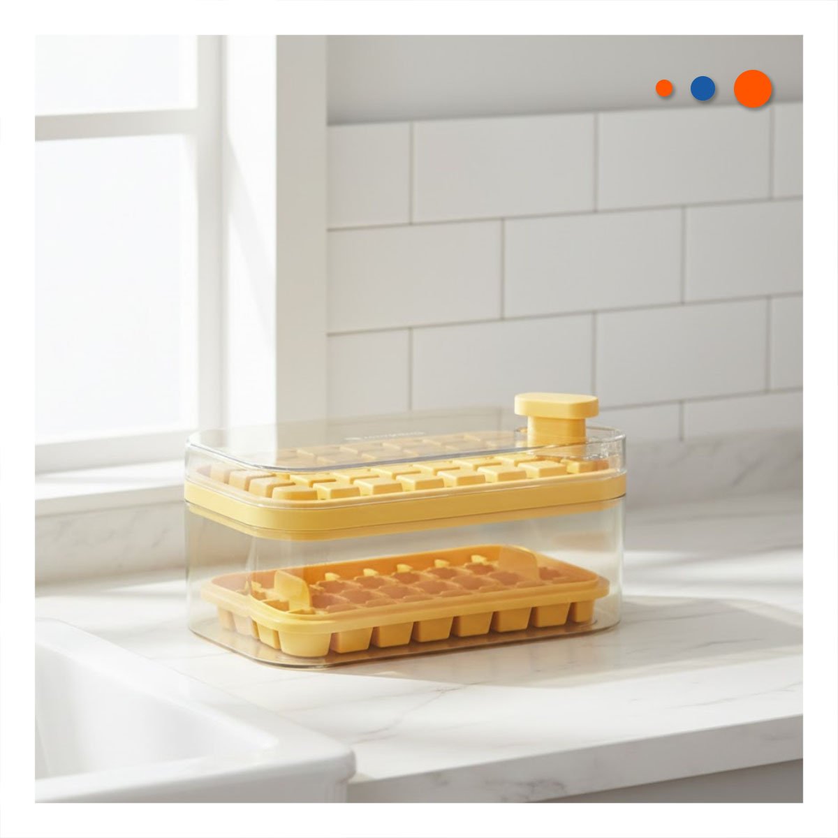 BANDEJA FLEXIBLE AMARILLA PARA CUBOS DE HIELO CON CLIC SEGURO YREGALO STICKER - 2