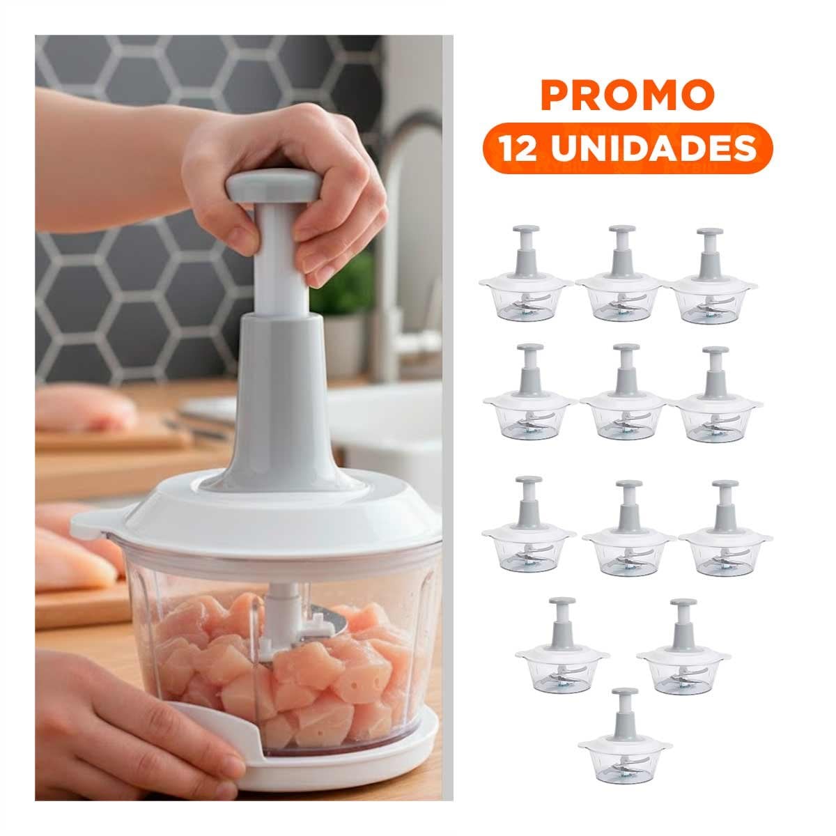PACK12 PICADORA MANUAL DE COCINA 1 5L BLANCO Y PLOMO PARA USO EN CASA Y COCINA - 1