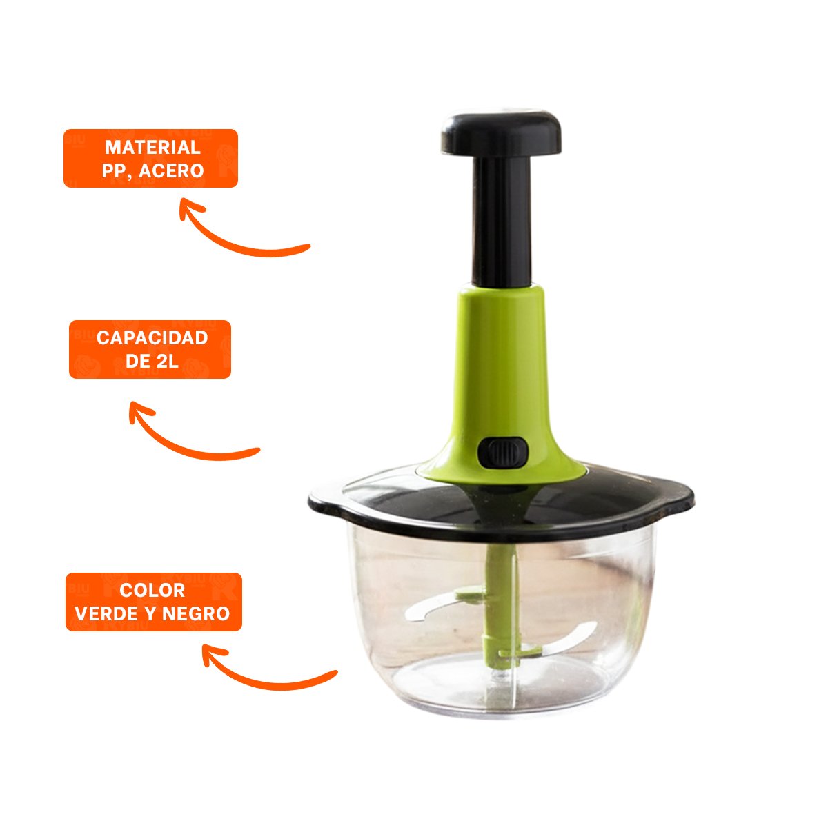 REBANADOR MANUAL MULTIFUNCIONAL 2L VERDE Y NEGRO PARA ENSALADAS Y ALIMENTOS FRESCOS YPOST IT - 5