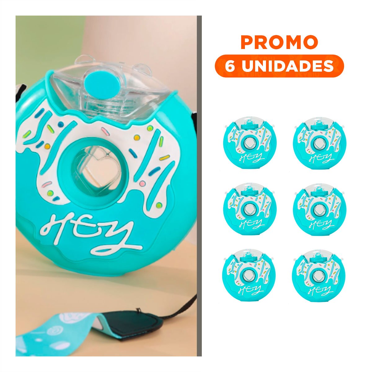 PACK6 RECIPIENTE LIGERO CELESTE 14X5CM PARA BEBIDAS FACIL DE USAR YREGALO STICKER - 1