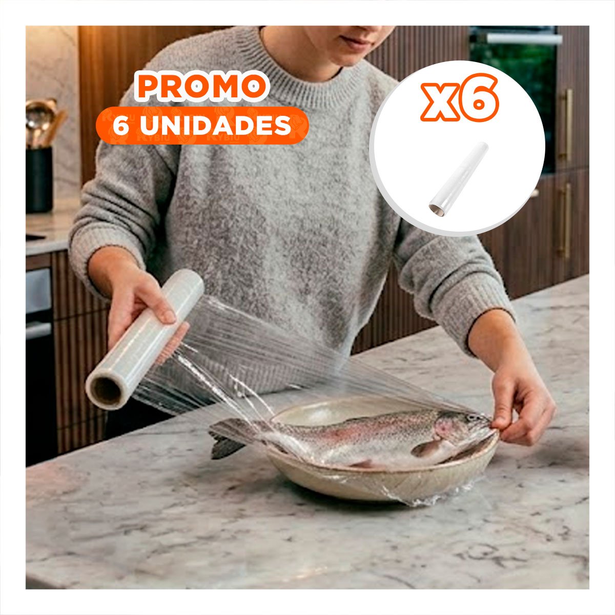 PACK6 PROTECCION FILM PARA ALIMENTOS 20M X 30CM TRANSPARENTE HOGAR YPAPEL REGALO - 1