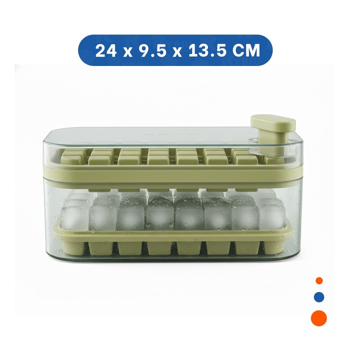 PACK4 MOLDE MODERNO VERDE PARA HIELO CON SISTEMA CLIC ESQUINA SEGURO YPAPEL REGALO - 4