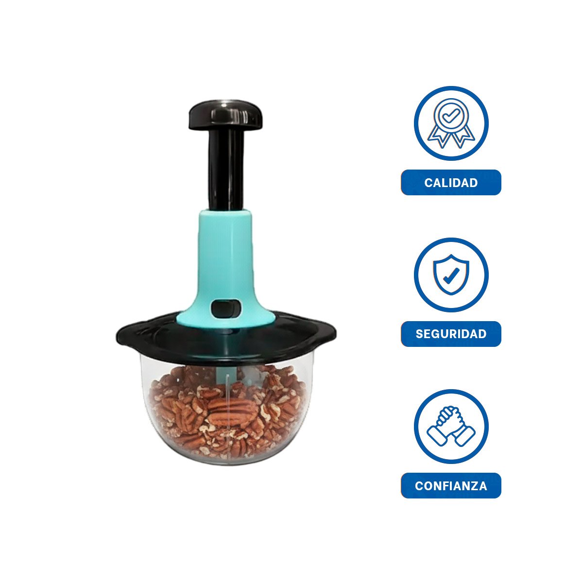 TRITURADOR MANUAL MULTIFUNCIONAL 2L CELESTE Y NEGRO PARA USO DIARIO YPAPEL REGALO - 5
