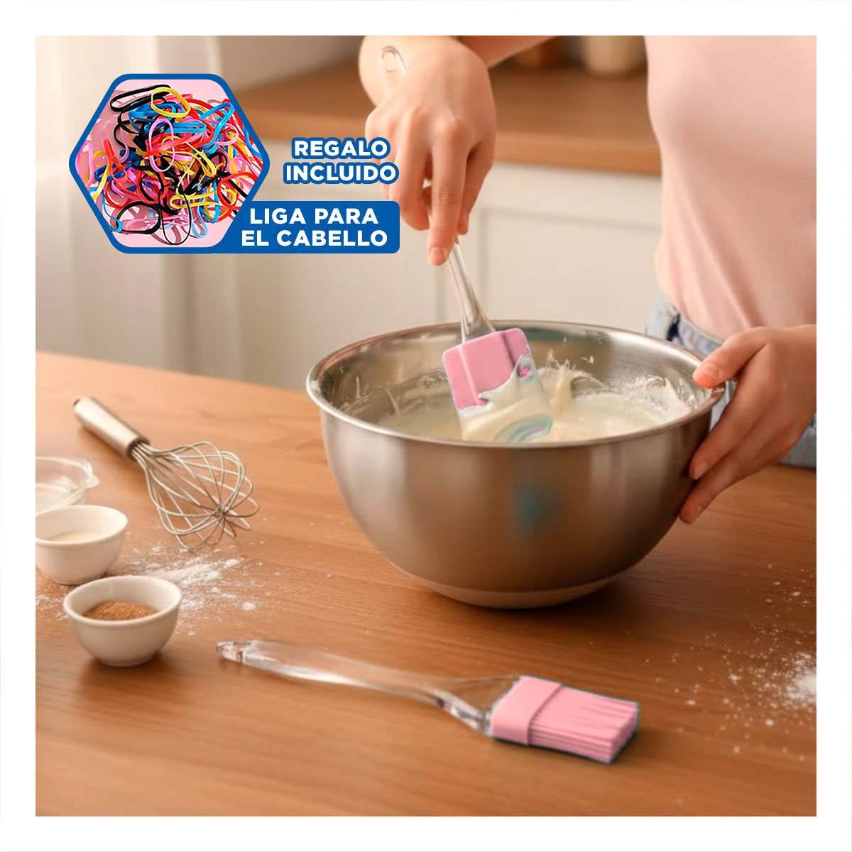 COMPLEMENTO Y BROCHA DE SILICONA ROSADO PARA COCINA HOGAR MODERNO YLIGAS REGALO - 2