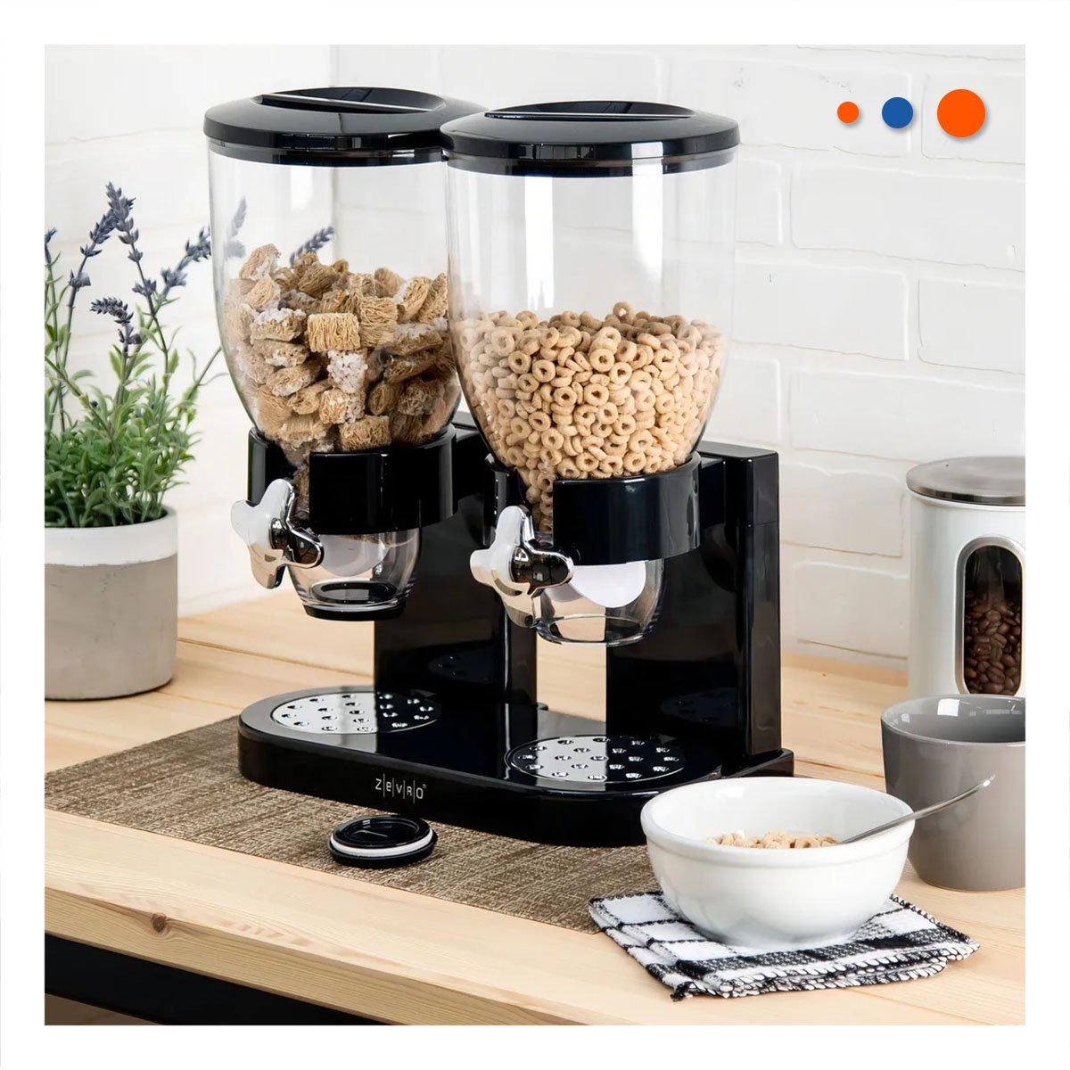 PACK6 SILO DOBLE DE GRANOS 2L NEGRO COMPACTO Y DURADERO PARA COCINA - 5