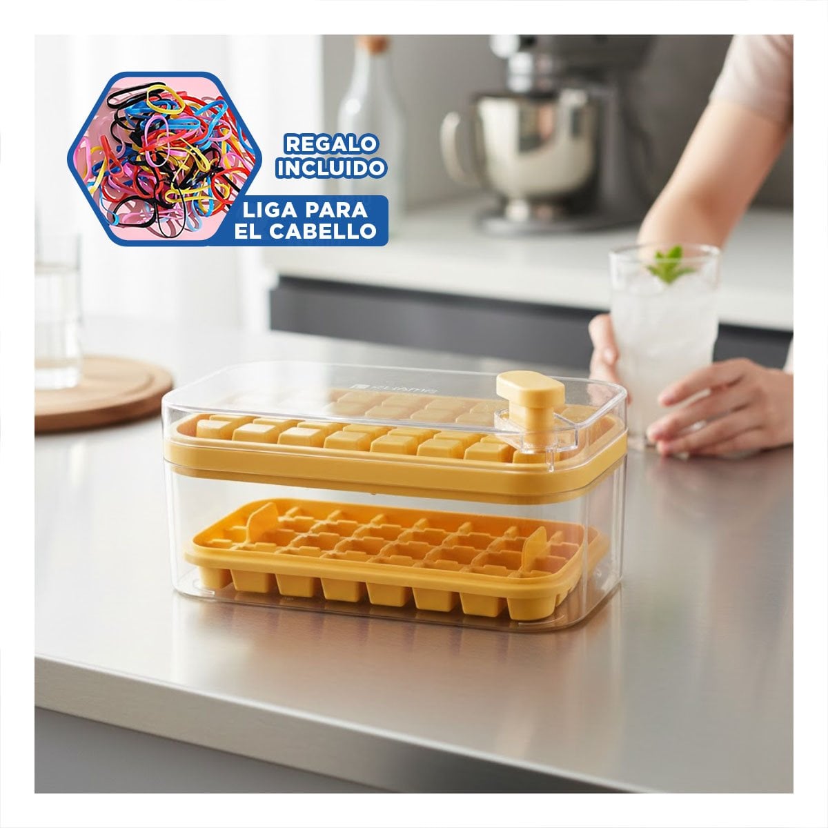 BANDEJA COMPACTA AMARILLA PARA PREPARAR HIELO EN REFRIGERADORA YLIGAS REGALO - 2