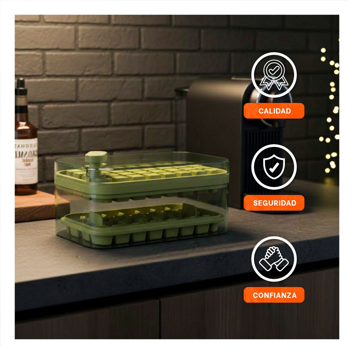 BANDEJA MODERNA VERDE PARA HIELO CON SISTEMA PRACTICO YPOST IT - 3