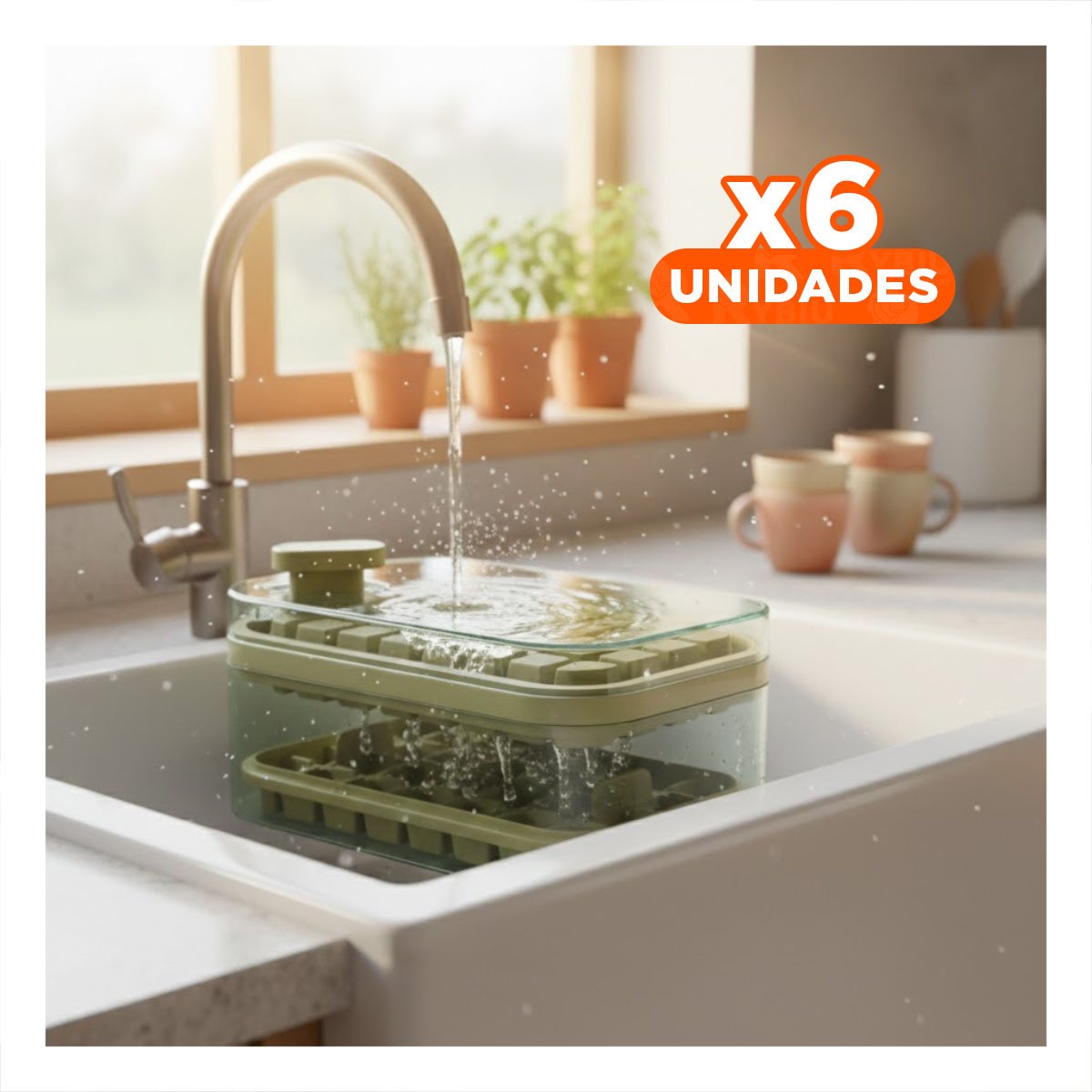 PACK6 CUBITERA DOBLE VERDE PARA HIELO CON PRACTICO SISTEMA CLIC - 1