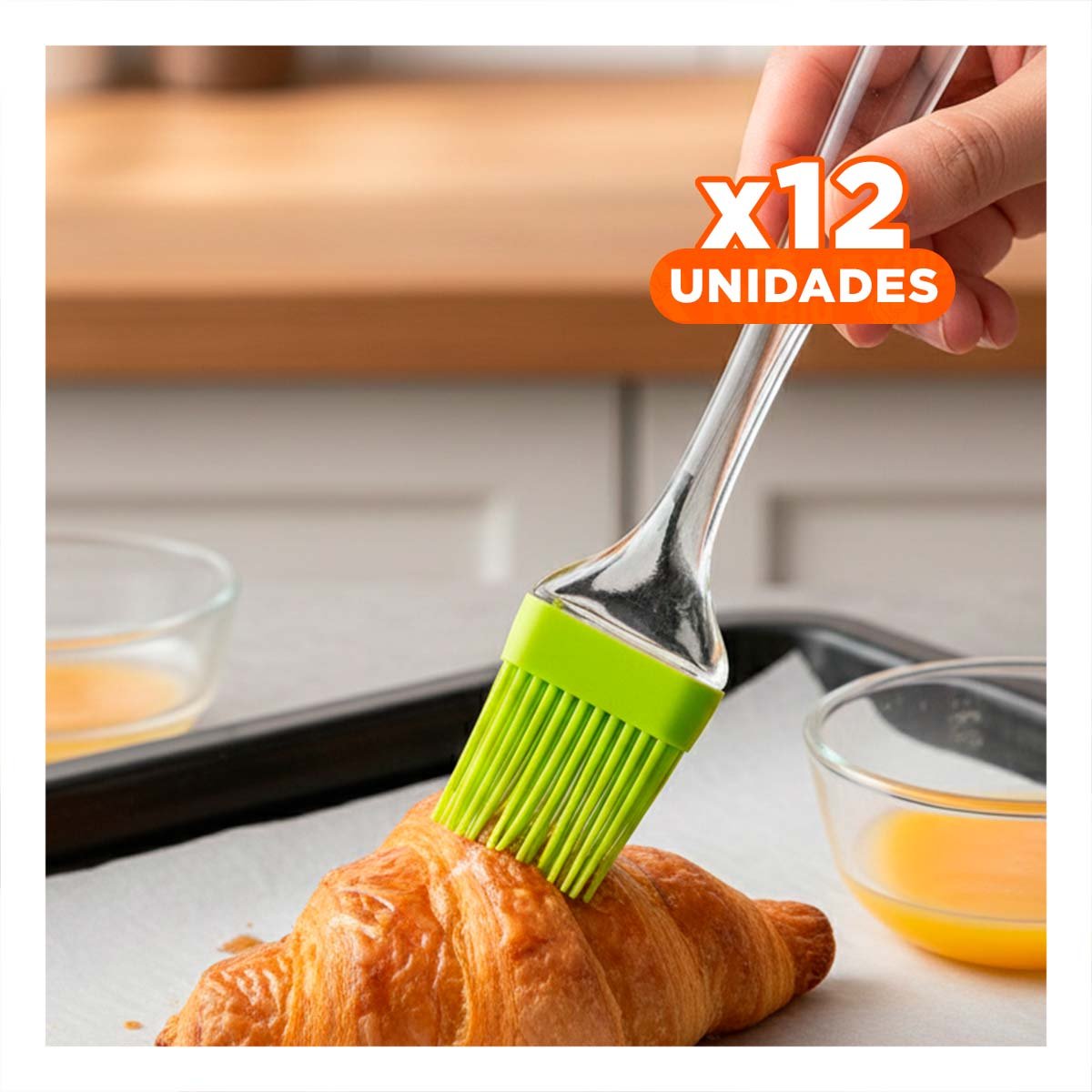 PACK12 ACCESORIO COCINA ESPATULA Y BROCHA DE SILICONA VERDE LIMON YPAPEL REGALO - 1