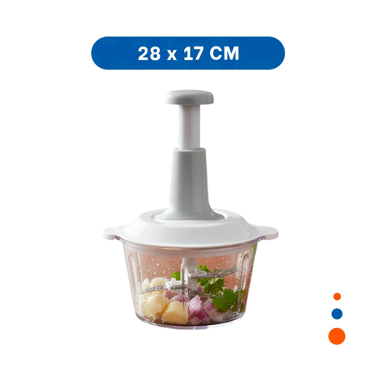 PACK6 TRITURADOR MANUAL DE COCINA 1 5L BLANCO Y PLOMO PARA PICAR VERDURAS Y FRUTAS - 4