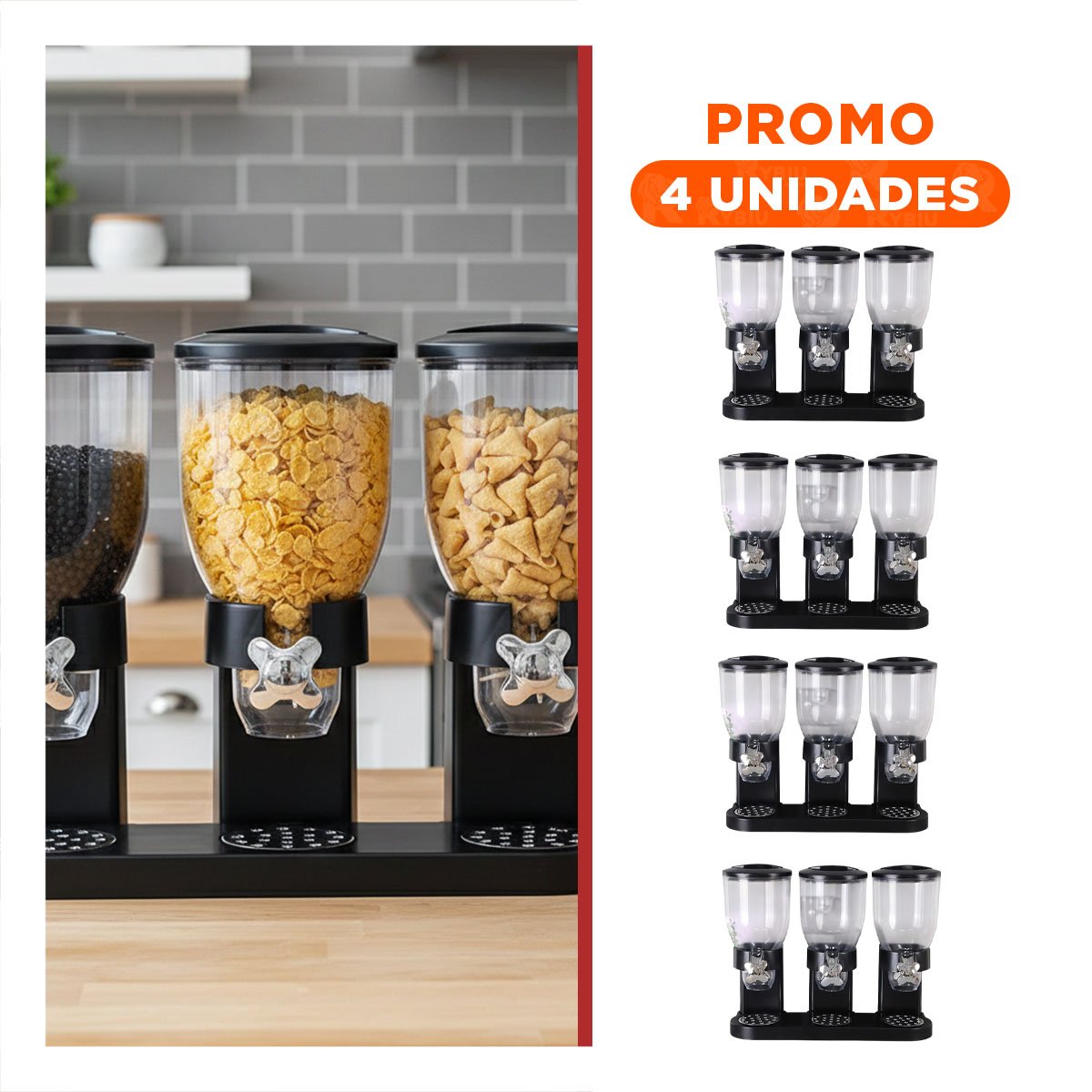 PACK4 TOLVA TRIPLE DE GRANOS NEGRO PARA ALMACENAR ALIMENTOS SECOS EN CASA - 1