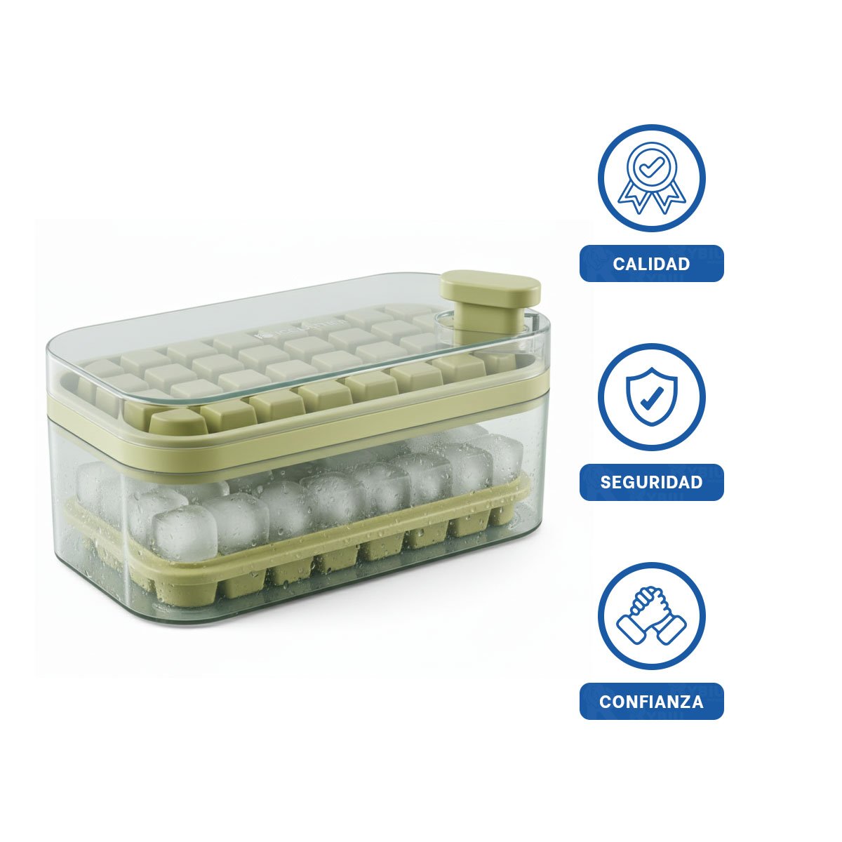 BANDEJA COMPACTA VERDE PARA PREPARAR HIELO EN REFRIGERADORA YLIGAS REGALO - 5