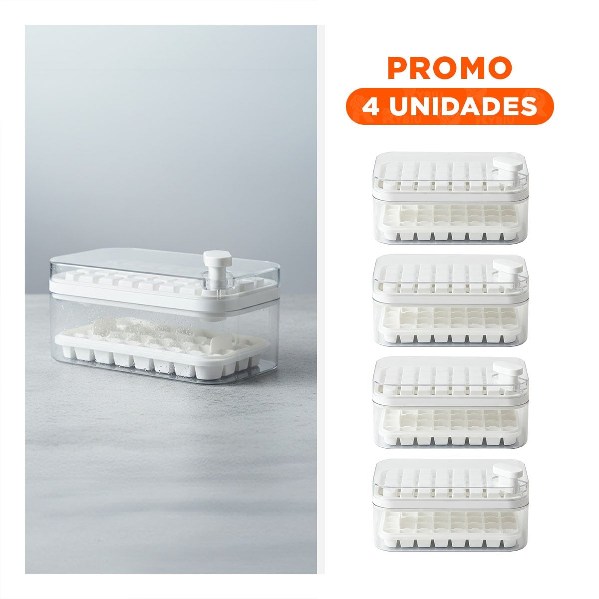 PACK4 MOLDE COMPACTO BLANCO PARA CUBOS DE HIELO FACIL DESMOLDE - 1