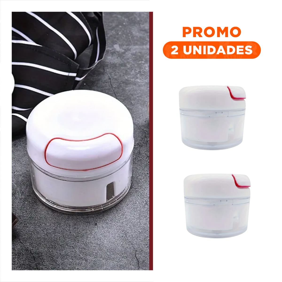 PACK2 TRITURADOR RAPIDO JALADOR BLANCO 7X8,6CM DISEÑO MODERNO HOGAR YREGALO STICKER - 1