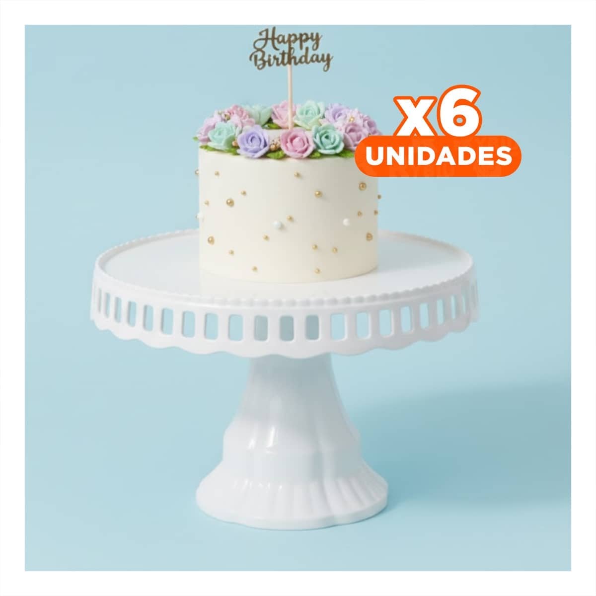 PACK6 SOPORTE BLANCO PARA TORTA 32 CM PARA EVENTOS EN CASA - 1