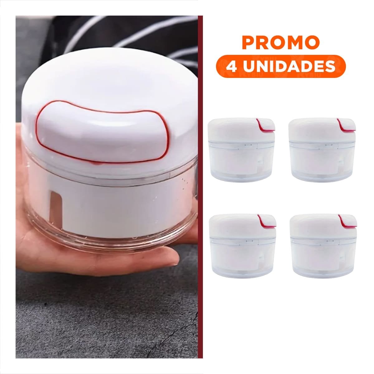 PACK4 TRITURADOR COMPACTO JALADOR BLANCO 7X8,6CM FUNCIONAL Y SEGURO - 1