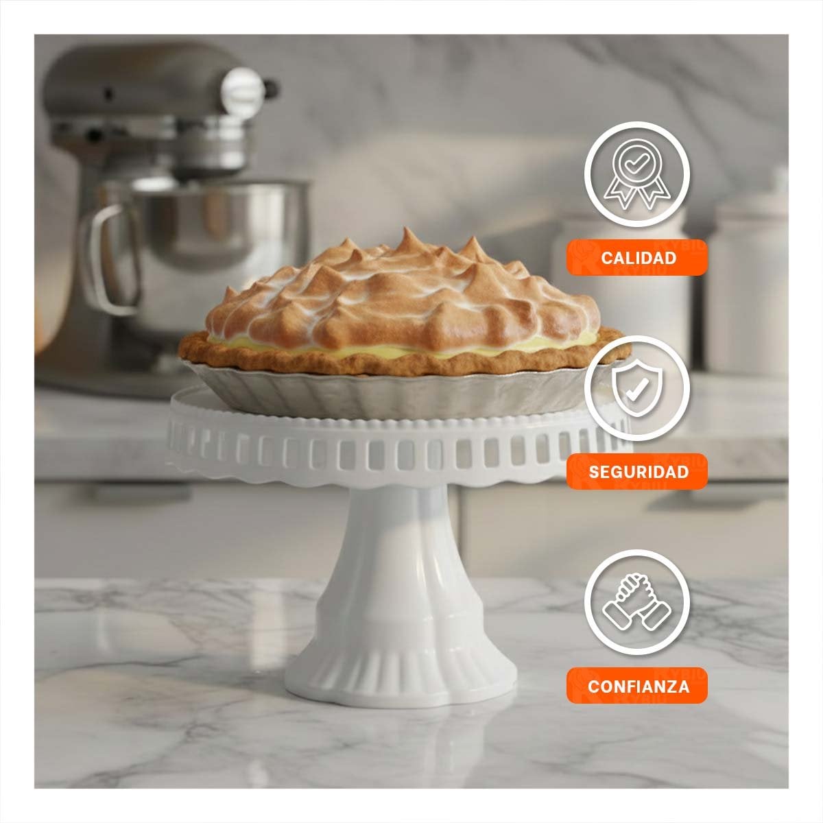 PEDESTAL MODERNO PORTA TORTA BLANCO 32 CM PARA REPOSTERIA YPOST IT - 3