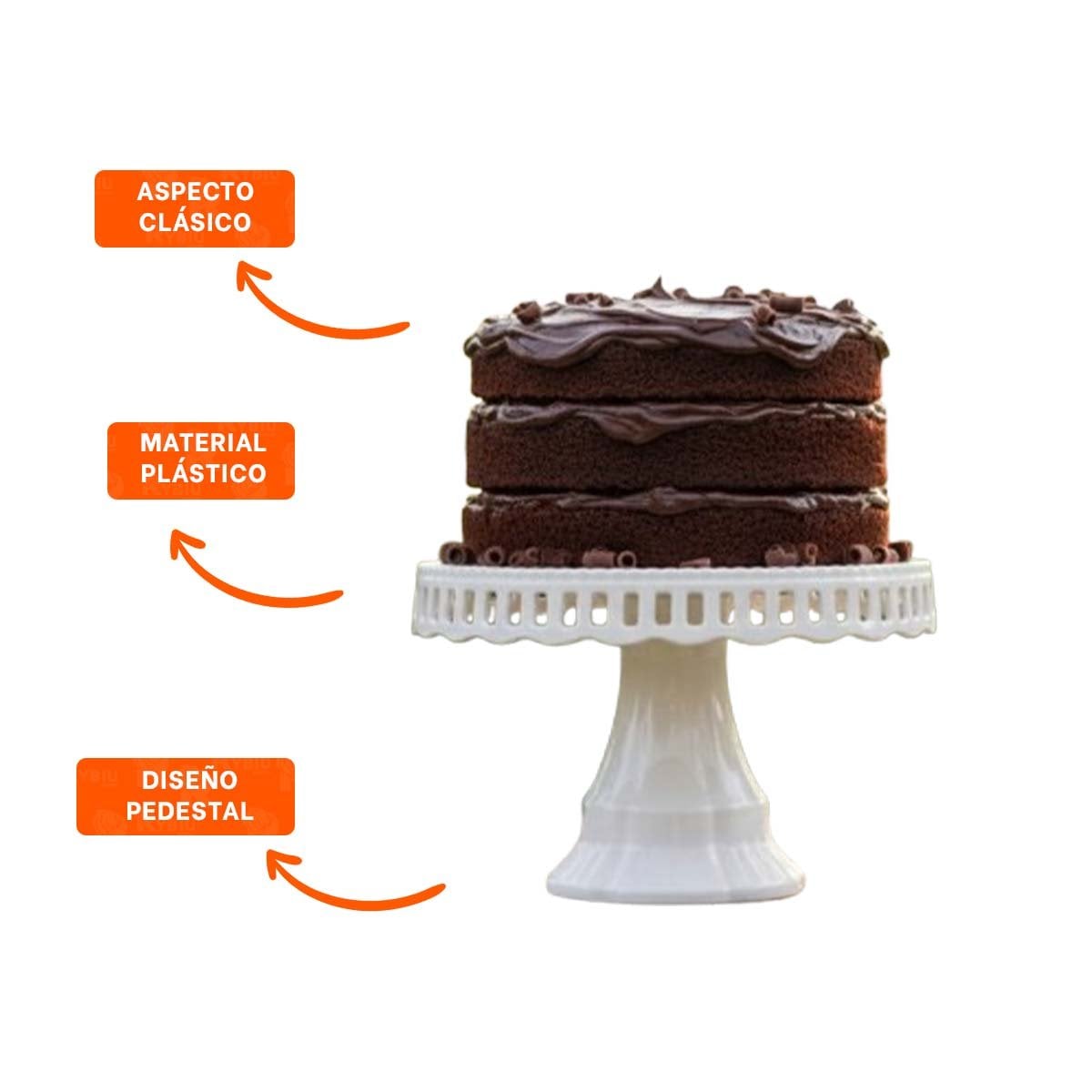 PEDESTAL MODERNO PORTA TORTA BLANCO 32 CM PARA REPOSTERIA YPOST IT - 5