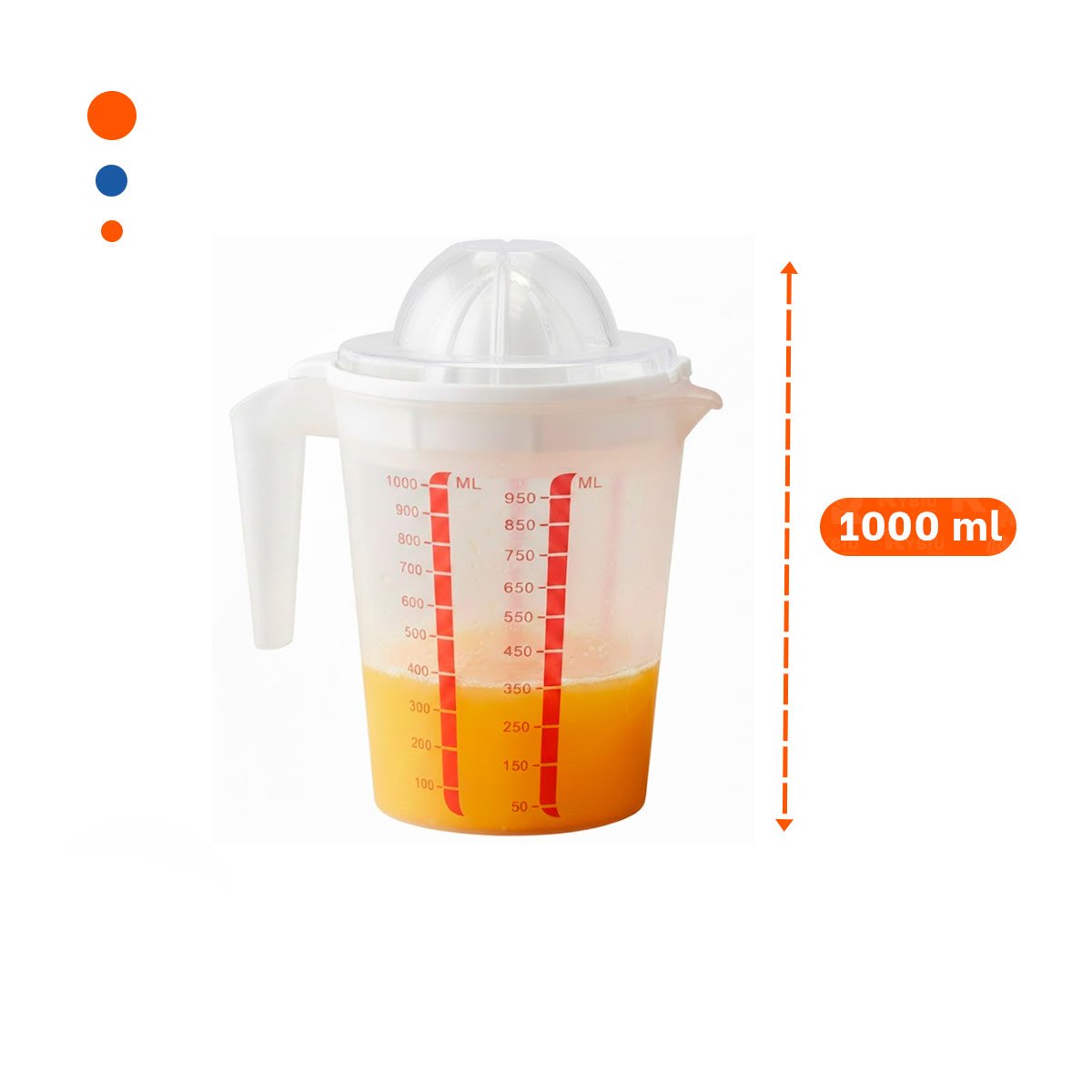 PACK4 PRENSA MANUAL PARA NARANJA CON JARRA MEDIDORA 1000 ML BLANCO YREGALO STICKER - 4