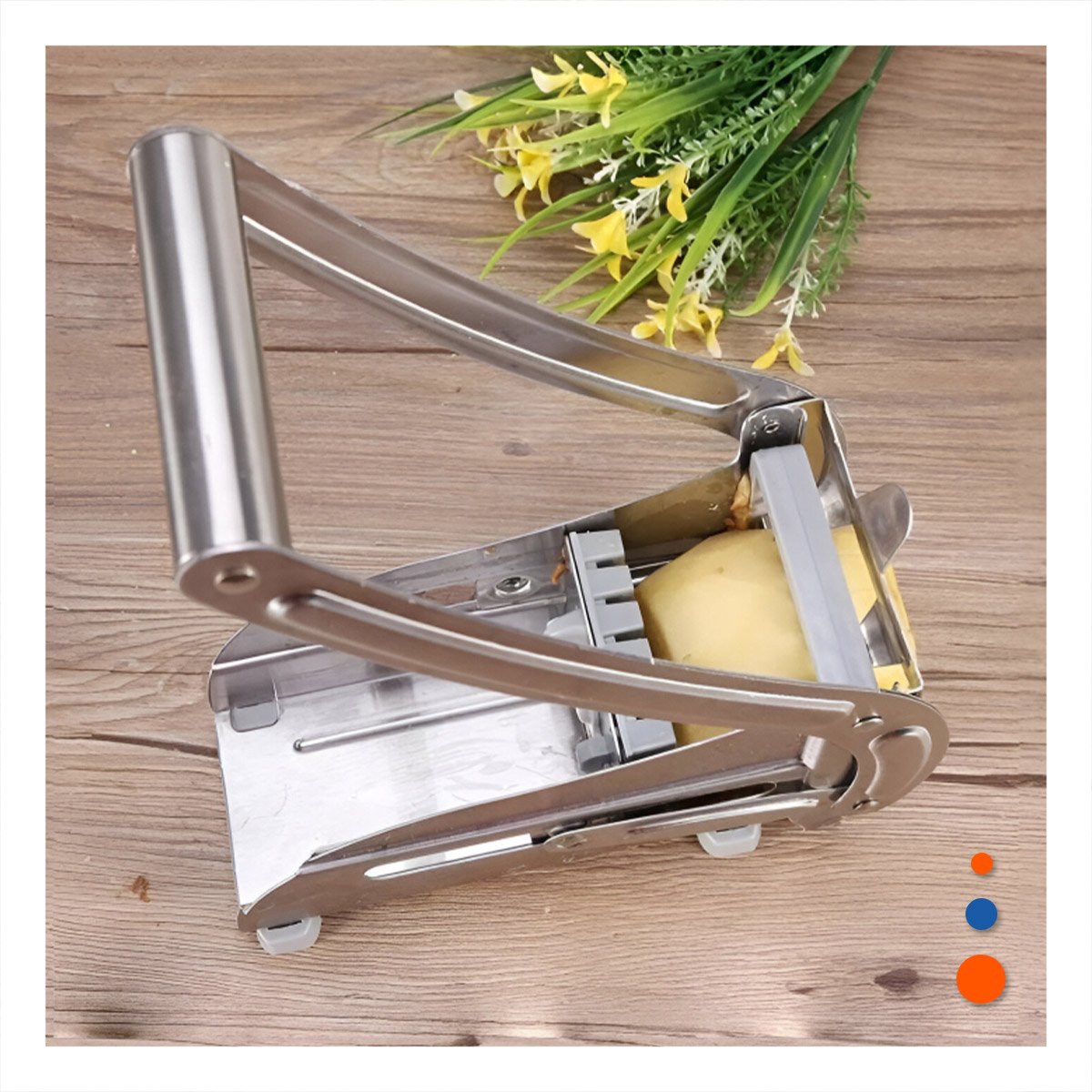 PACK6 PROCESADOR MANUAL DE PAPA Y VERDURAS PLATEADO COMPACTO Y SEGURO YREGALO STICKER - 5
