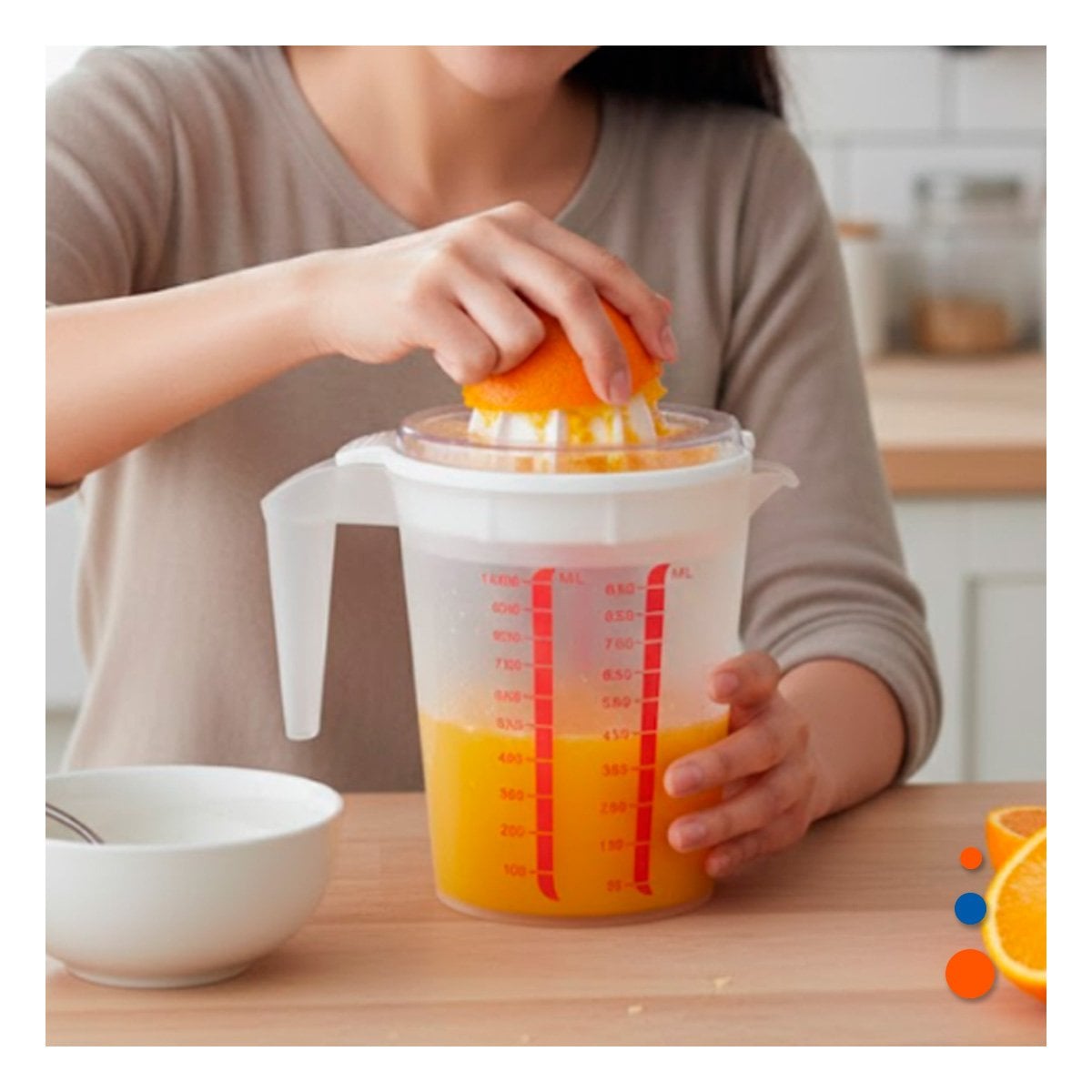 EXPRIMIDOR DE NARANJA CON JARRA MEDIDORA 1000 ML COLOR BLANCO YPAPEL REGALO - 1