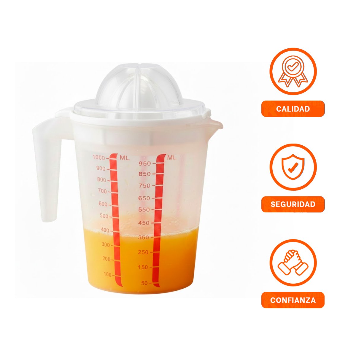 EXPRIMIDOR DE NARANJA CON JARRA MEDIDORA 1000 ML COLOR BLANCO YPAPEL REGALO - 5
