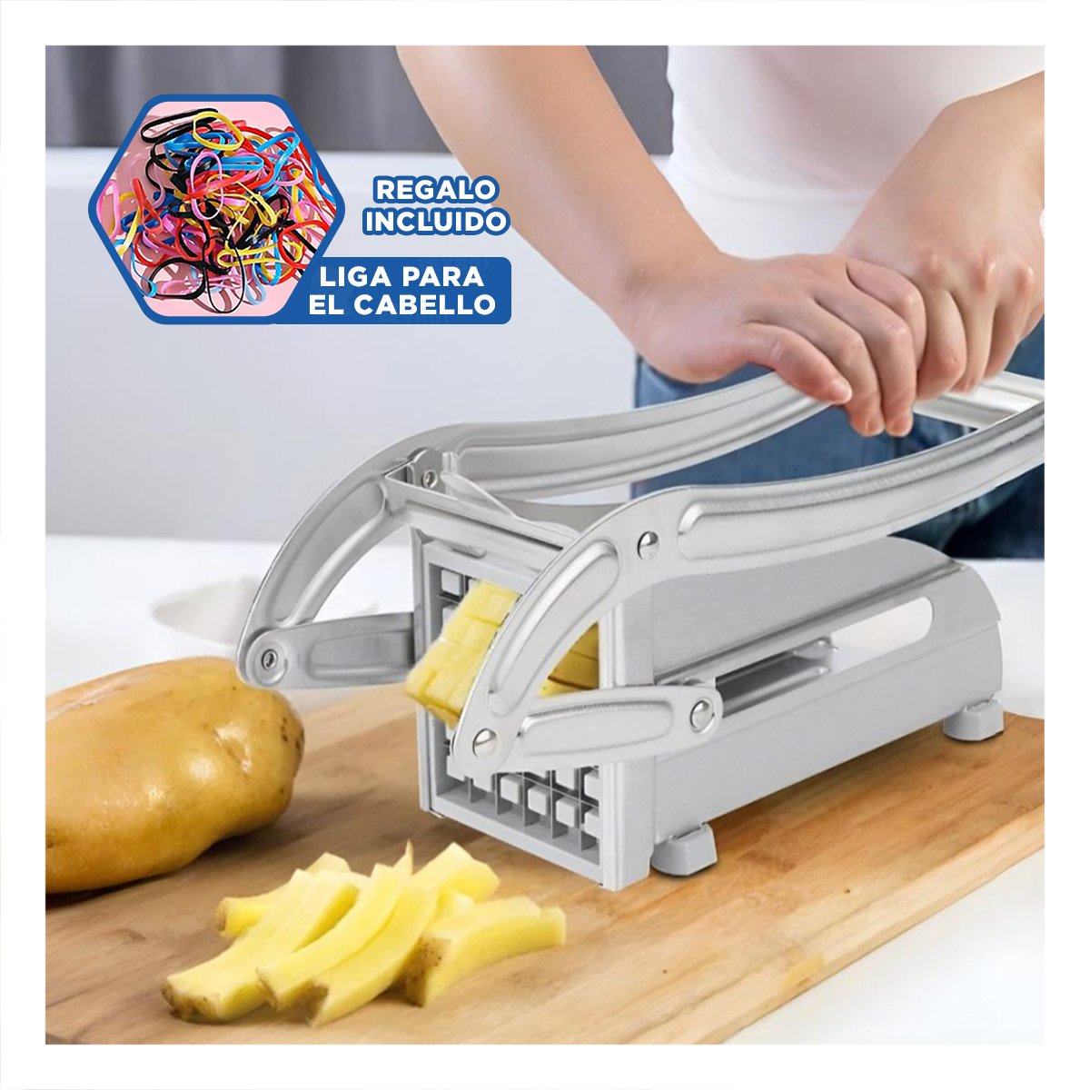 PICADOR DE PAPA Y VERDURAS PLATEADO EFICIENTE Y FACIL DE USAR YLIGAS REGALO - 2