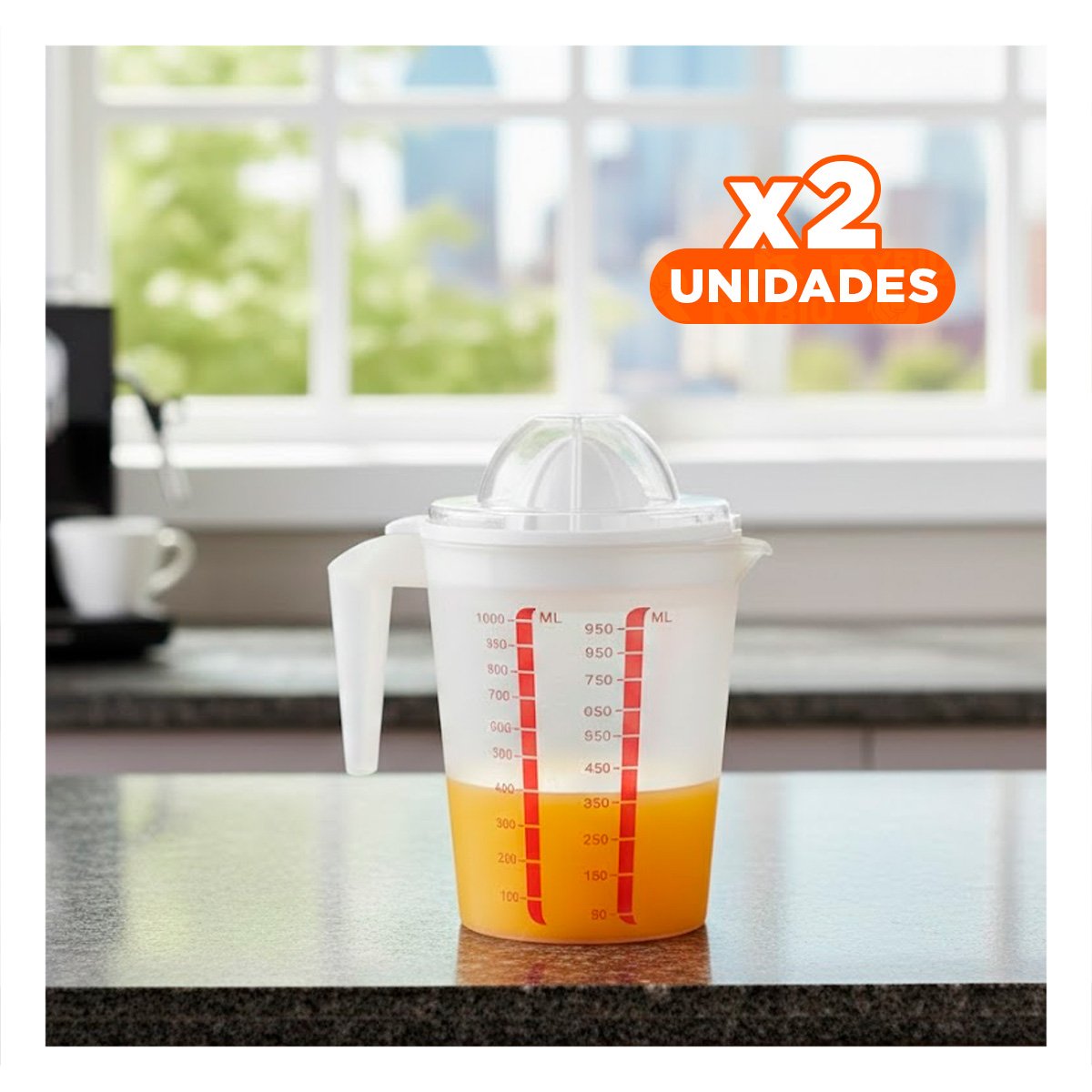 PACK2 EXTRACTOR MANUAL PARA NARANJA CON JARRA MEDIDORA 1000 ML BLANCO - 1