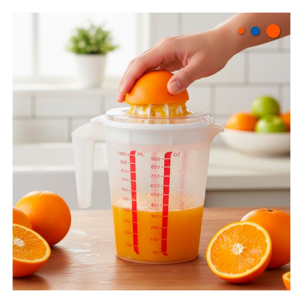 PACK2 EXTRACTOR MANUAL PARA NARANJA CON JARRA MEDIDORA 1000 ML BLANCO - 2