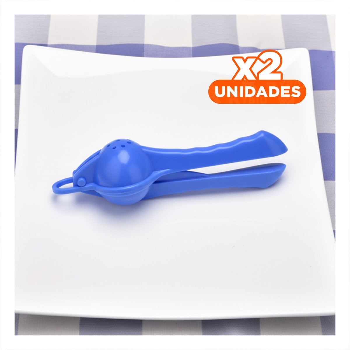 PACK2 PRENSA MANUAL DE LIMON PLASTICO CELESTE PARA PREPARAR BEBIDAS FRESCAS - 1