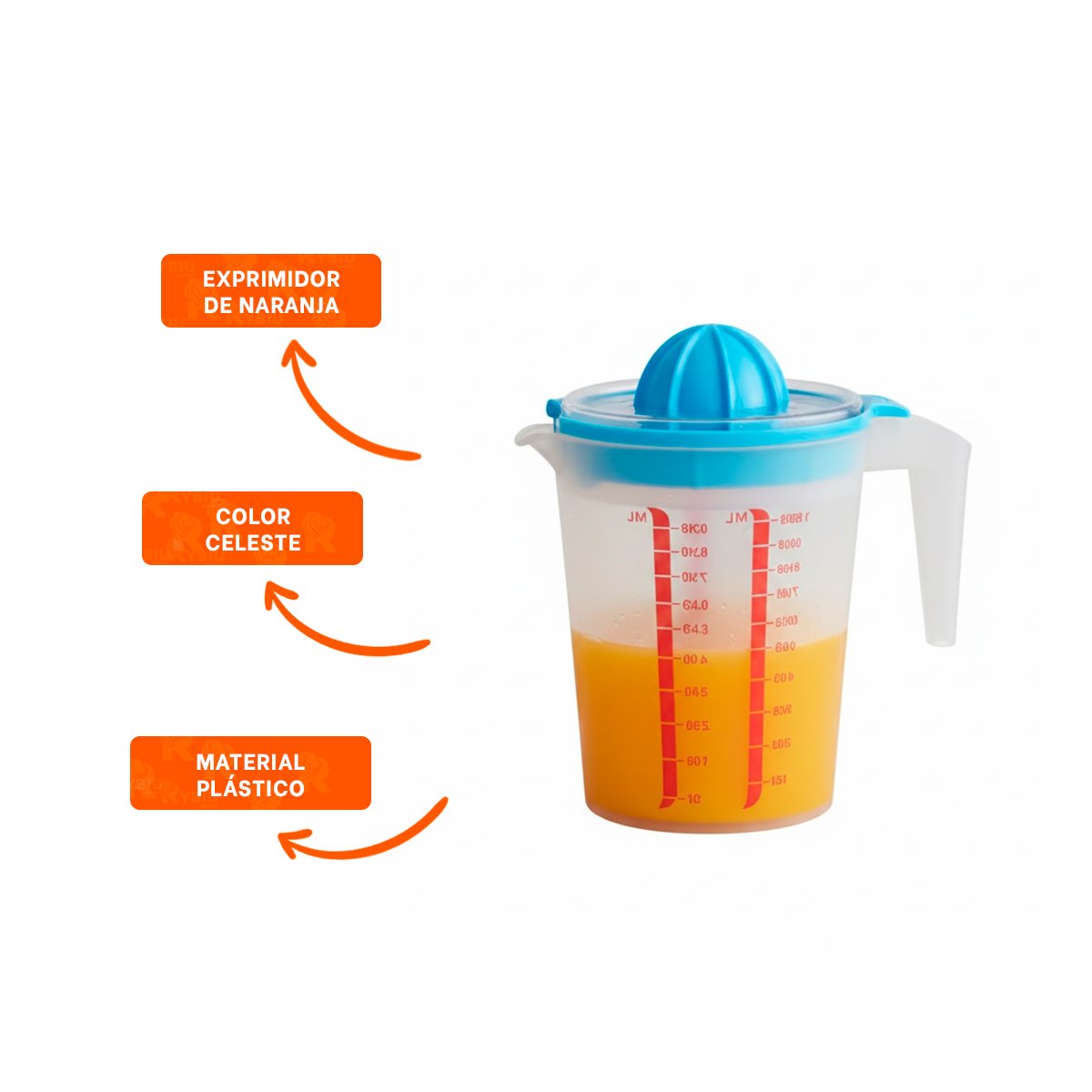 EXPRIMIDOR PRACTICO PARA PREPARAR JUGO DE NARANJA 1000 ML CELESTE YPOST IT - 5