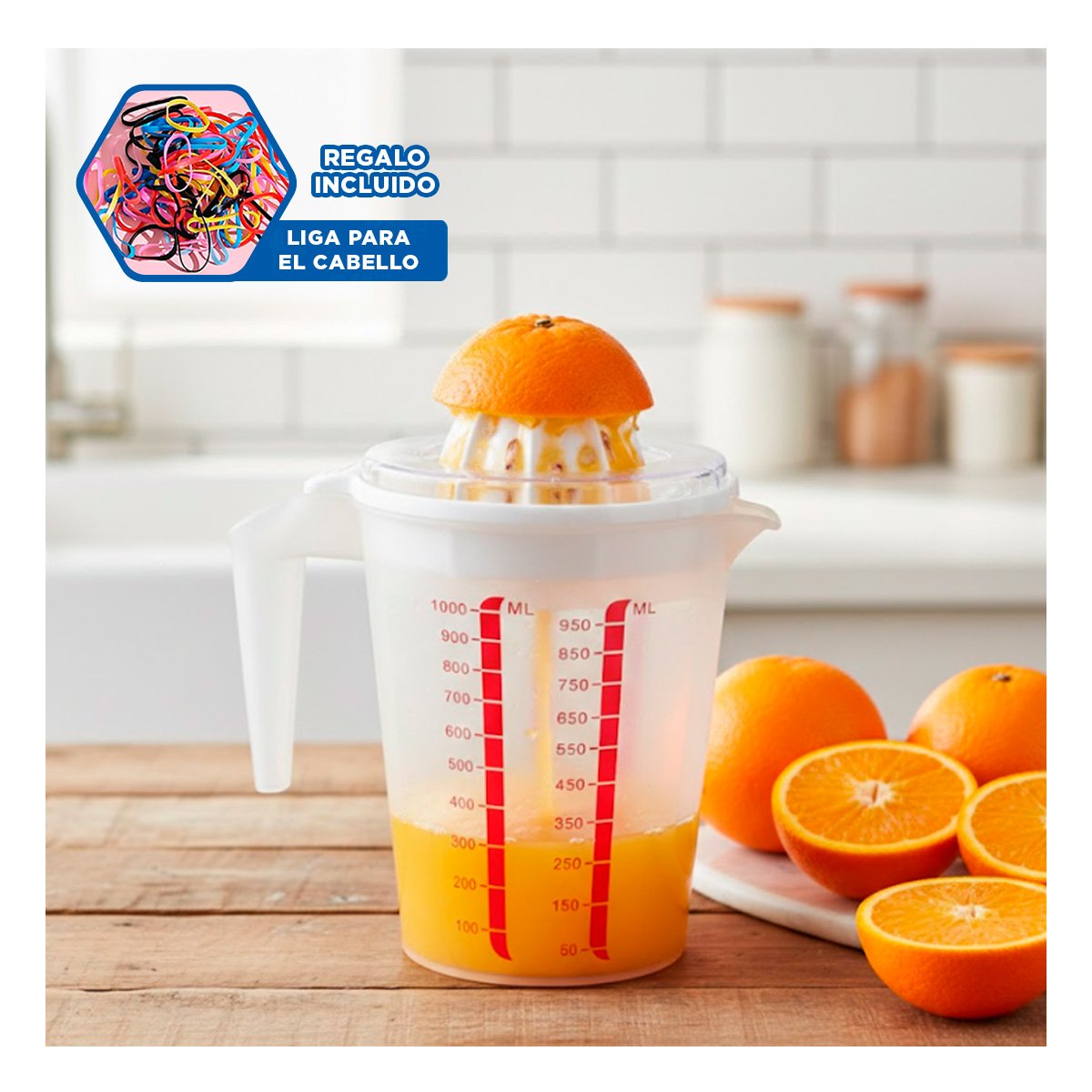 EXPRIMIDOR DE COCINA PARA NARANJA 1000 ML CON JARRA BLANCO YLIGAS REGALO - 2