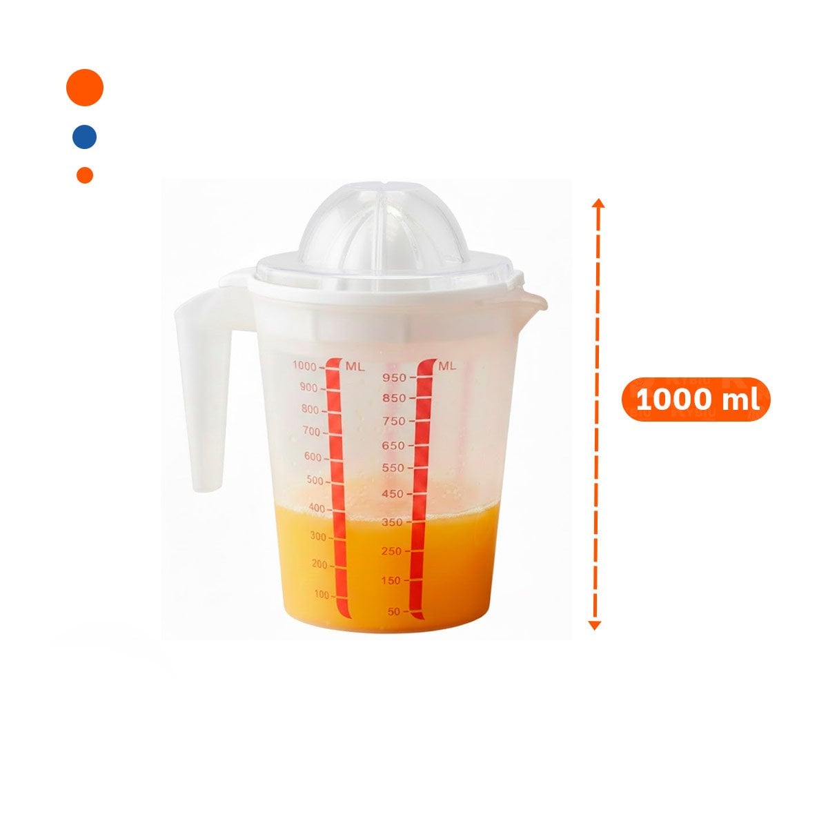 PACK4 EXTRACTOR PORTATIL PARA PREPARAR JUGO DE NARANJA 1000 ML BLANCO - 4