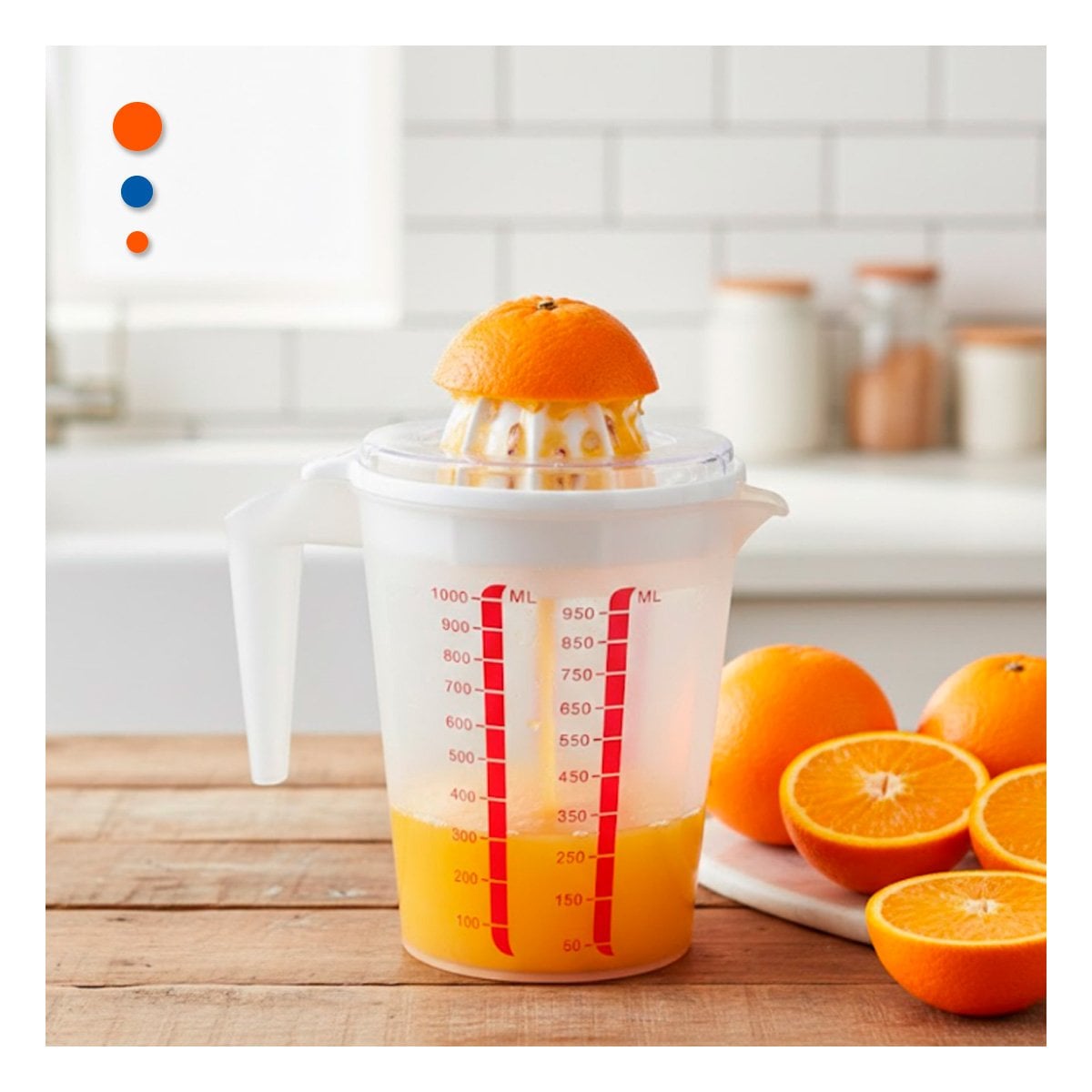 PACK4 EXTRACTOR PORTATIL PARA PREPARAR JUGO DE NARANJA 1000 ML BLANCO - 5