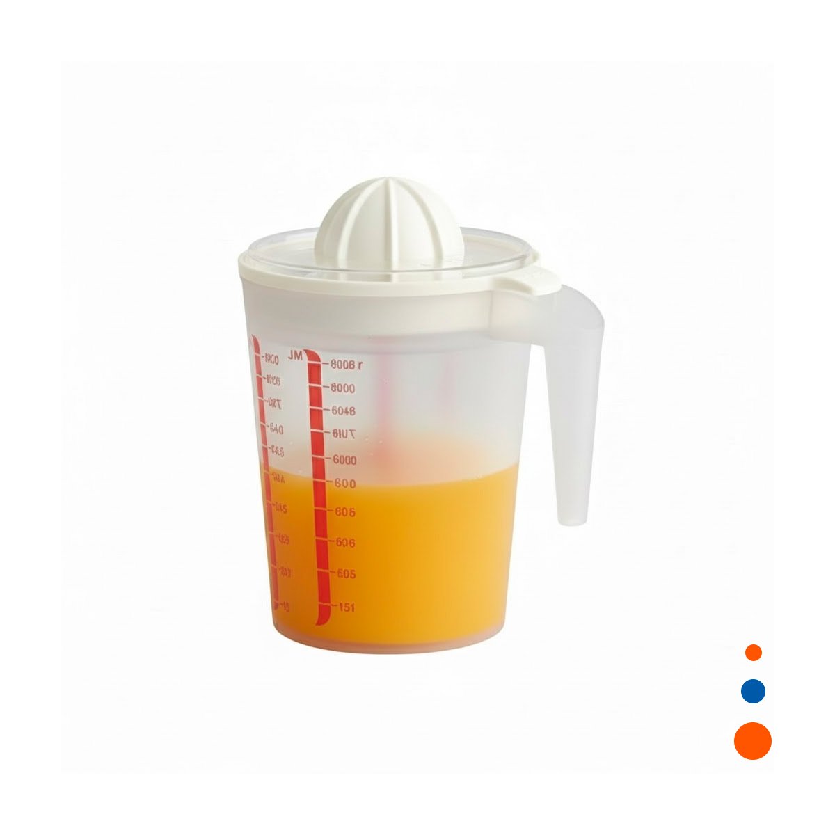 EXPRIMIDOR MANUAL PARA NARANJA CON RECIPIENTE MEDIDOR 1000 ML BLANCO YREGALO STICKER - 1