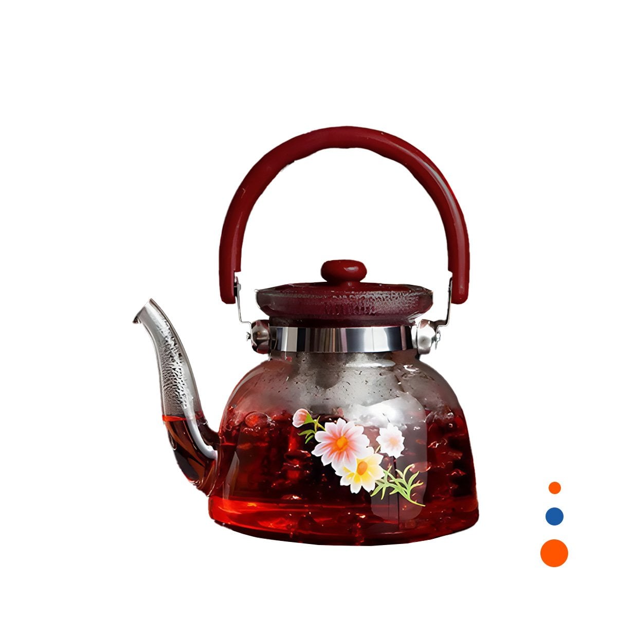 JARRO PARA TE Y CAFE 1600ML TRANSPARENTE GUINDA ESTILO MODERNO YREGALO STICKER - 1