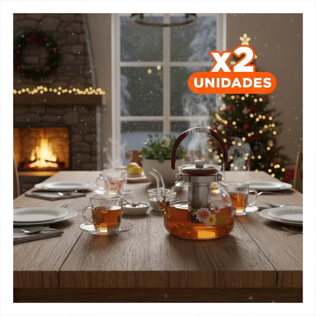 PACK2 ARTICULO PARA TE Y CAFE 1600ML TRANSPARENTE GUINDA RESISTENTE - 1