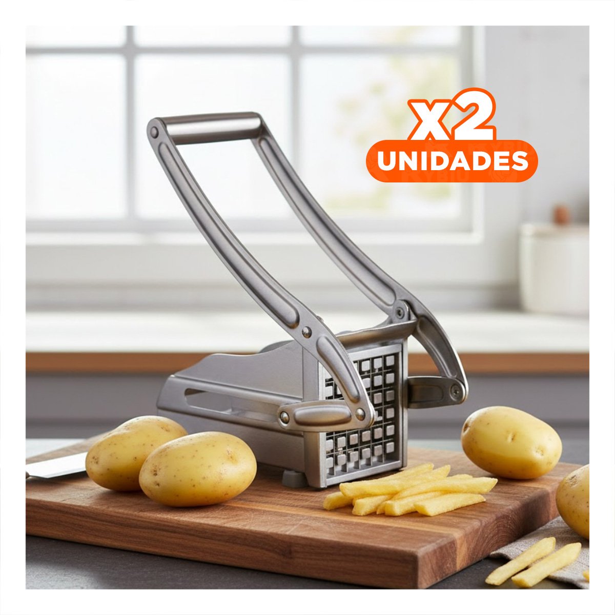 PACK2 HERRAMIENTA DE PAPA Y VERDURAS PLATEADO PRACTICA Y SEGURA PARA COCINA YPAPEL REGALO - 1