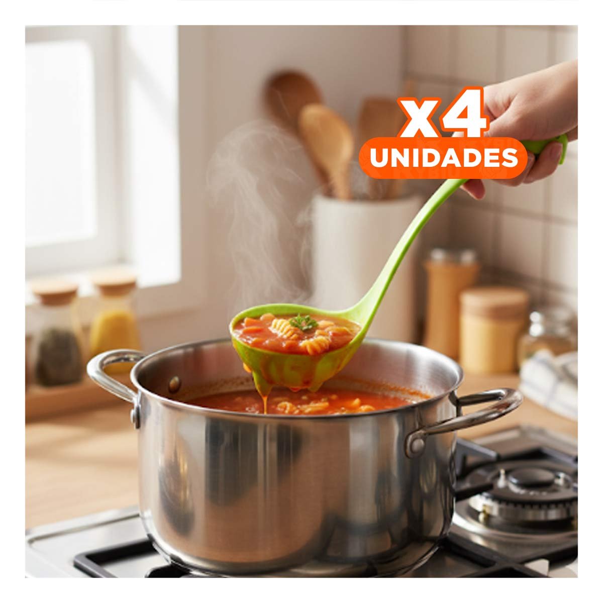 PACK4 HERRAMIENTA DINO VERDE CLARO 9X25CM UTENSILIO DE COCINA HOGAR FACIL YREGALO STICKER - 1