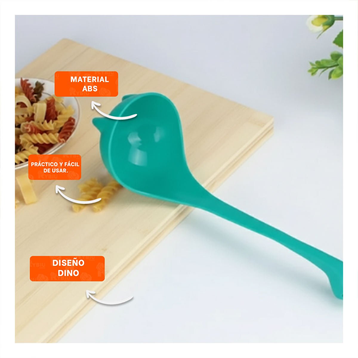PACK6 HERRAMIENTA OVALADA DINO VERDE AGUA 9X25CM FACIL DE USAR EN HOGAR COCINA YREGALO STICKER - 5