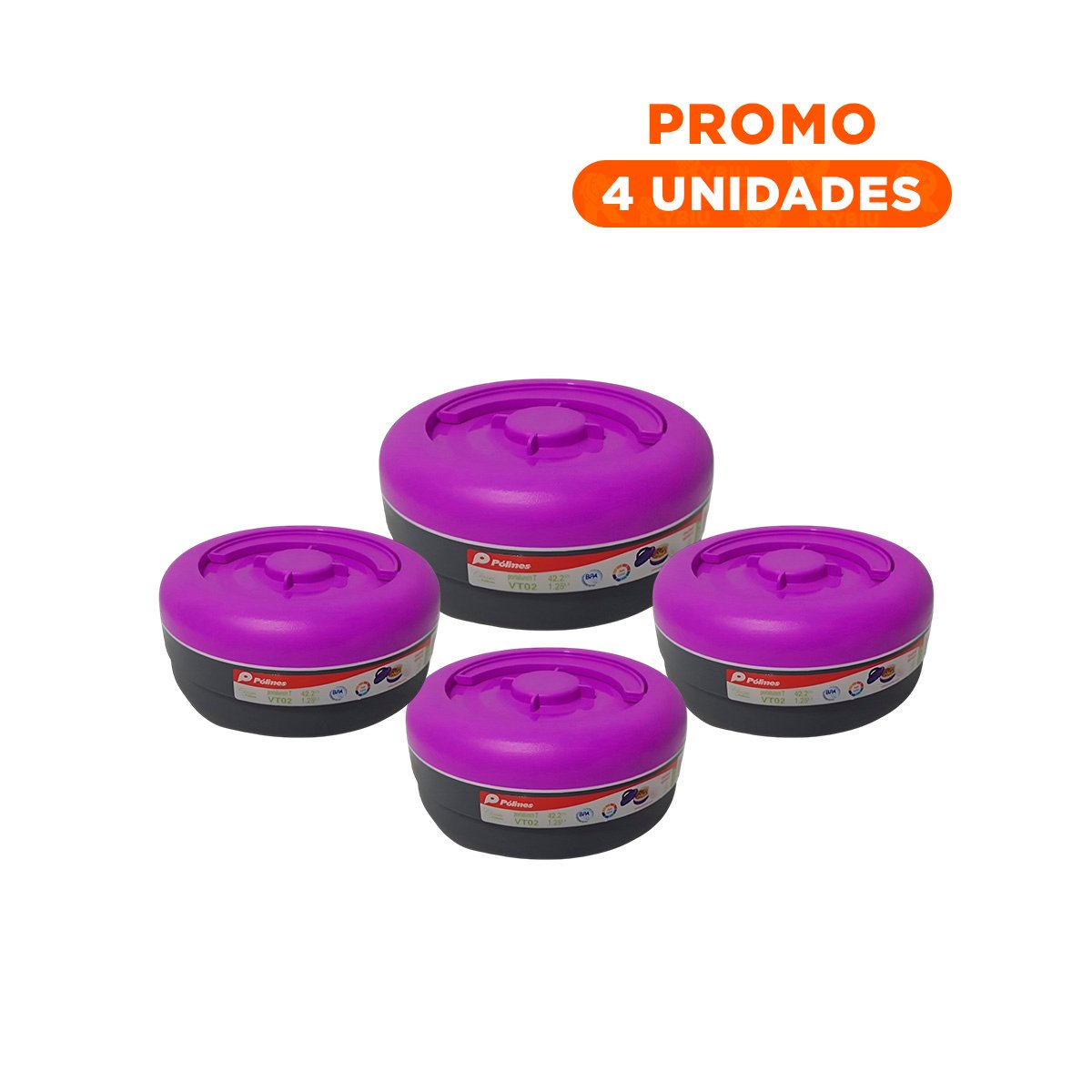 PACK4 LONCHERA TERMICA MORADO Y PLOMO 1.25L PARA UNIVERSIDAD O TRABAJO - 1
