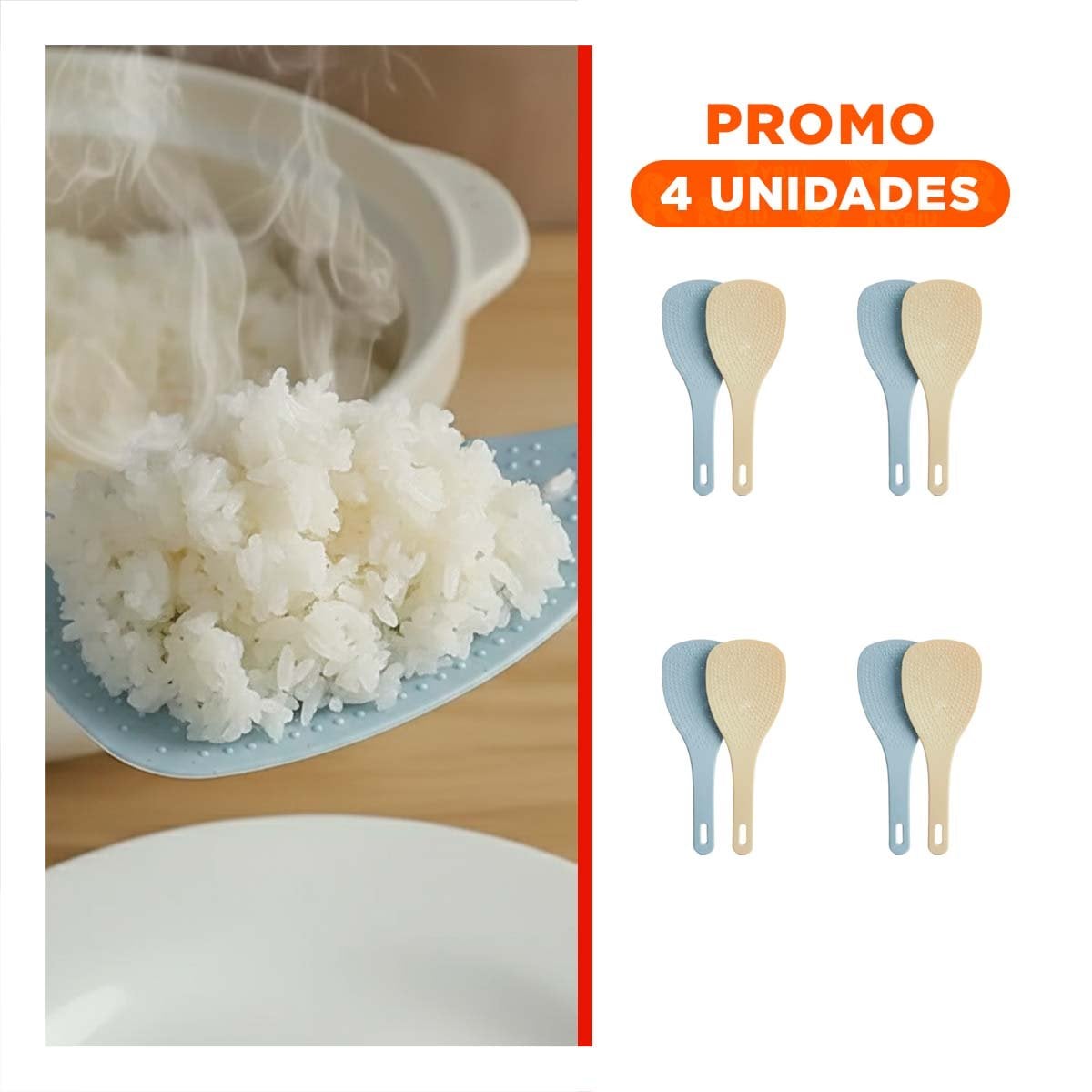 PACK4 CUCHARON ARROZ CELESTE Y BEIGE COCINA HOGAR DISENO MODERNO - 1
