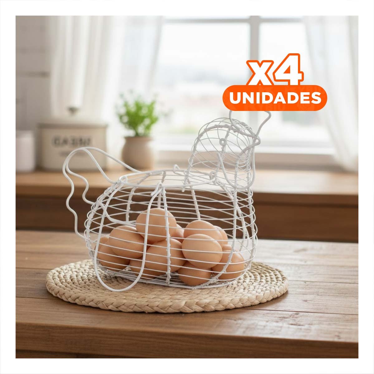 PACK4 FORMATO PARA HUEVOS CON ASA BLANCO FIGURA GALLINA HOGAR YPAPEL REGALO - 1